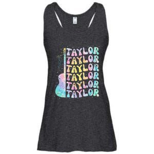 Girl Retro Groovy Taylor First Name Personalized 80S Pink Ladies Essential Flowy Tank