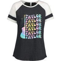 Girl Retro Groovy Taylor First Name Personalized 80S Pink Enza Ladies Jersey Colorblock Tee