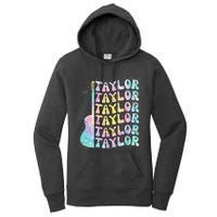 Girl Retro Groovy Taylor First Name Personalized 80S Pink Women's Pullover Hoodie