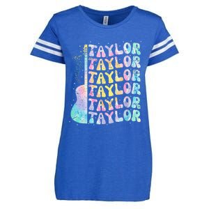 Girl Retro Groovy Taylor First Name Personalized 80S Pink Enza Ladies Jersey Football T-Shirt