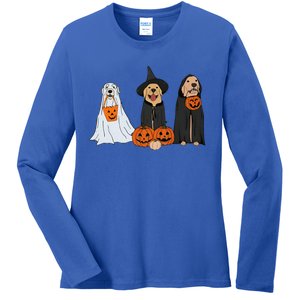 Golden Retriever Ghost Halloween Trick Or Treat Dog Lovers Ladies Long Sleeve Shirt