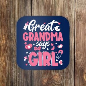 Gender Reveal Great Grandma Says Girl Baby Matching Family Long Sleeve Coaster