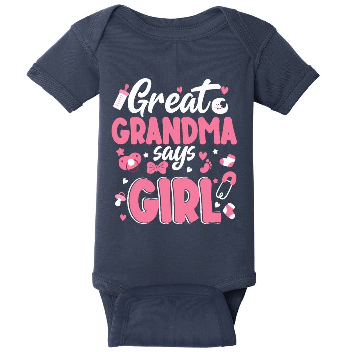 Gender Reveal Great Grandma Says Girl Baby Matching Family Long Sleeve Baby Bodysuit