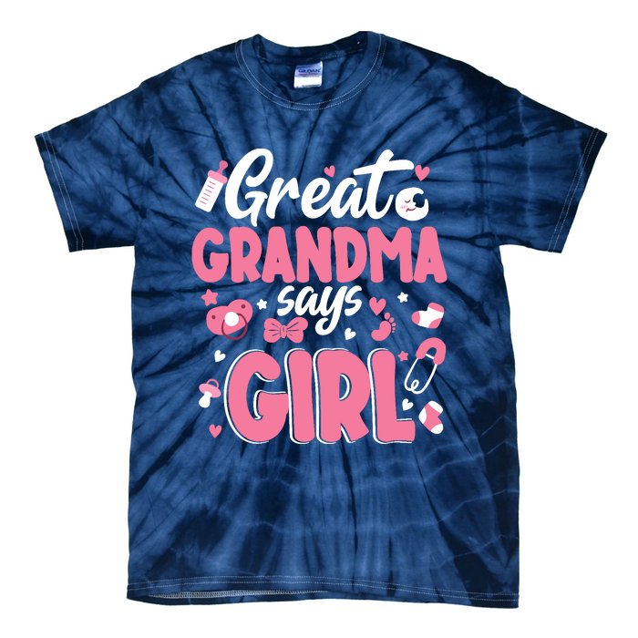 Gender Reveal Great Grandma Says Girl Baby Matching Family Long Sleeve Tie-Dye T-Shirt