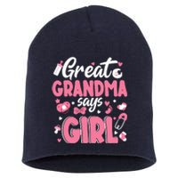 Gender Reveal Great Grandma Says Girl Baby Matching Family Long Sleeve Short Acrylic Beanie