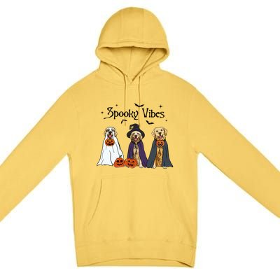 Golden Retriever Ghost Dogs Halloween Dog Witch Spooky Vibes Great Gift Premium Pullover Hoodie