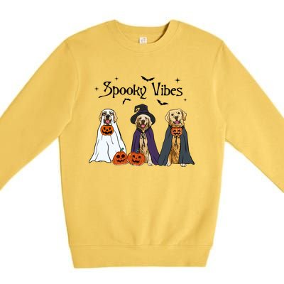 Golden Retriever Ghost Dogs Halloween Dog Witch Spooky Vibes Great Gift Premium Crewneck Sweatshirt