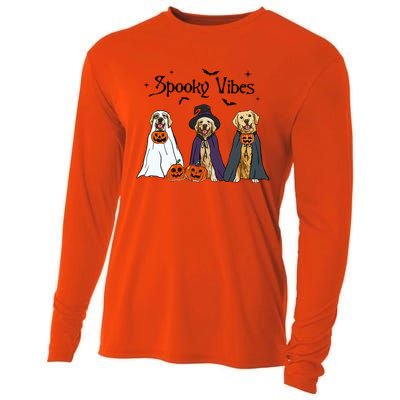 Golden Retriever Ghost Dogs Halloween Dog Witch Spooky Vibes Great Gift Cooling Performance Long Sleeve Crew