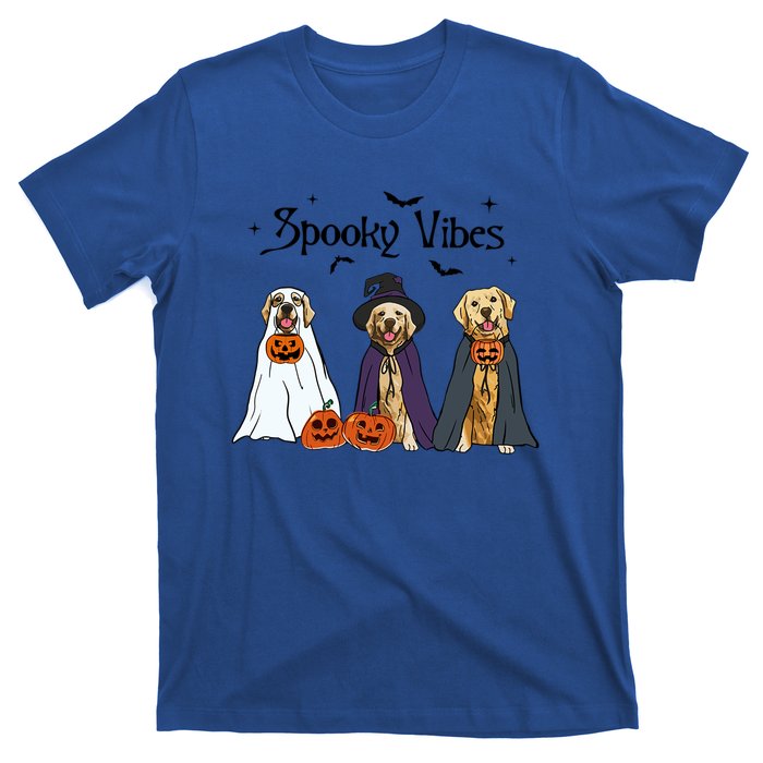 Golden Retriever Ghost Dogs Halloween Dog Witch Spooky Vibes Great Gift T-Shirt