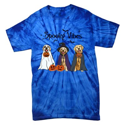 Golden Retriever Ghost Dogs Halloween Dog Witch Spooky Vibes Great Gift Tie-Dye T-Shirt