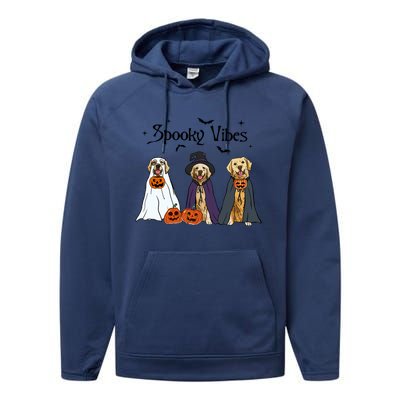 Golden Retriever Ghost Dogs Halloween Dog Witch Spooky Vibes Great Gift Performance Fleece Hoodie