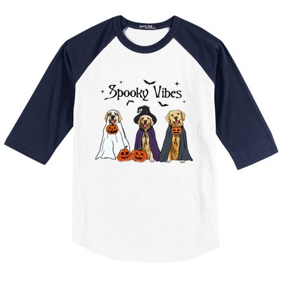 Golden Retriever Ghost Dogs Halloween Dog Witch Spooky Vibes Great Gift Baseball Sleeve Shirt