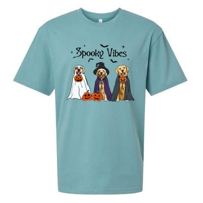 Golden Retriever Ghost Dogs Halloween Dog Witch Spooky Vibes Great Gift Sueded Cloud Jersey T-Shirt