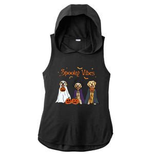 Golden Retriever Ghost Dogs Halloween Dog Witch Spooky Vibes Gift Ladies PosiCharge Tri-Blend Wicking Draft Hoodie Tank