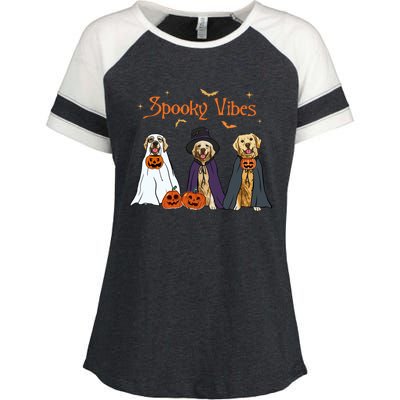 Golden Retriever Ghost Dogs Halloween Dog Witch Spooky Vibes Gift Enza Ladies Jersey Colorblock Tee