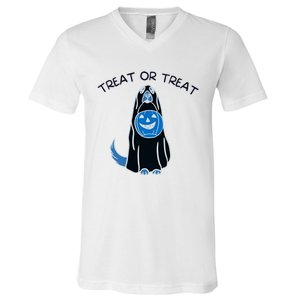 Golden Retriever Ghost Halloween Trick Or Treat Dog Lovers Gift V-Neck T-Shirt