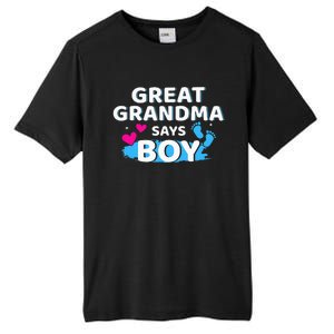 Gender reveal great grandma says matching baby party Tall Fusion ChromaSoft Performance T-Shirt