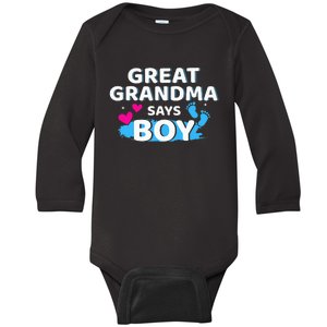 Gender reveal great grandma says matching baby party Baby Long Sleeve Bodysuit