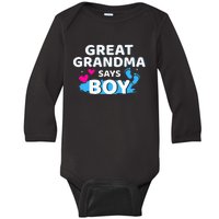 Gender reveal great grandma says matching baby party Baby Long Sleeve Bodysuit