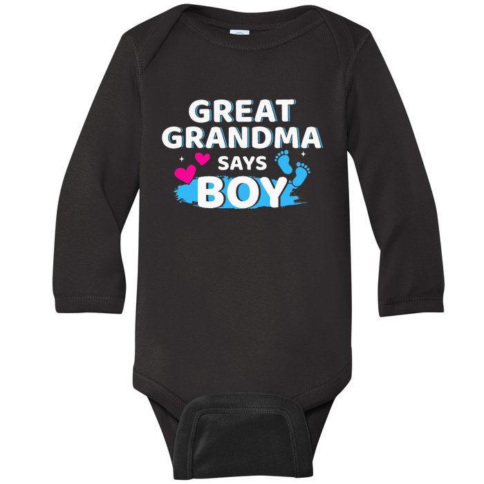 Gender reveal great grandma says matching baby party Baby Long Sleeve Bodysuit