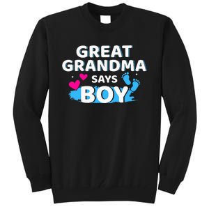 Gender reveal great grandma says matching baby party Tall Sweatshirt