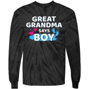 Gender reveal great grandma says matching baby party Tie-Dye Long Sleeve Shirt