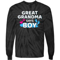 Gender reveal great grandma says matching baby party Tie-Dye Long Sleeve Shirt