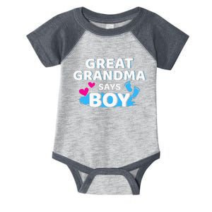 Gender reveal great grandma says matching baby party Infant Baby Jersey Bodysuit