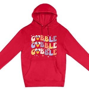 Groovy Retro Gobble Gobble Funny Thanksgiving Turkey Day Premium Pullover Hoodie