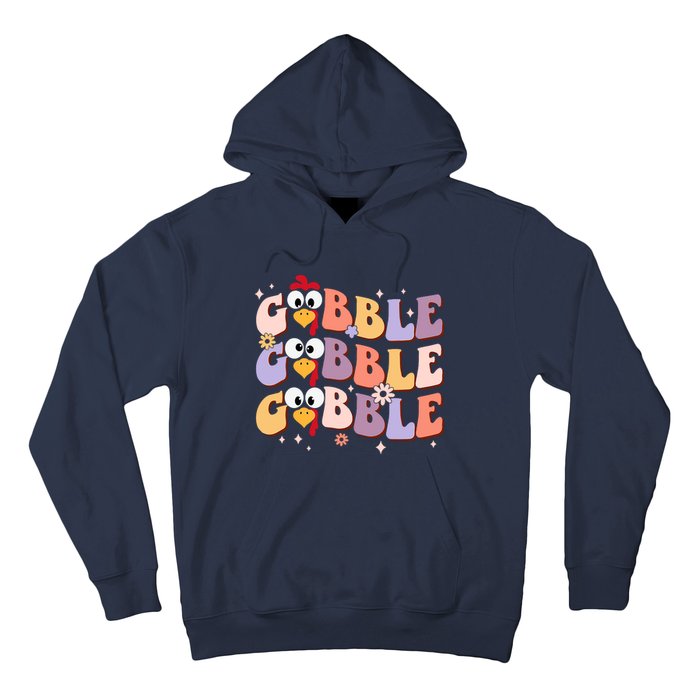 Groovy Retro Gobble Gobble Funny Thanksgiving Turkey Day Hoodie