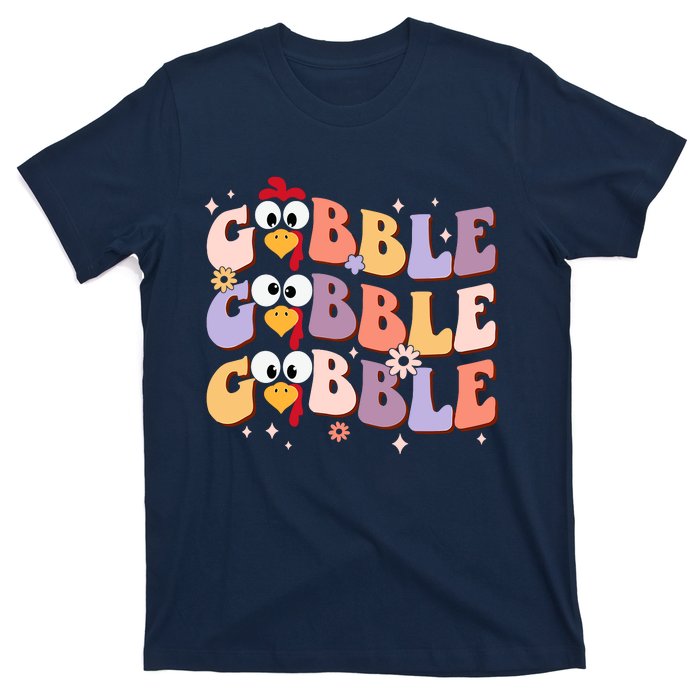 Groovy Retro Gobble Gobble Funny Thanksgiving Turkey Day T-Shirt