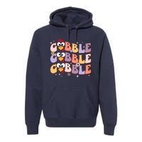 Groovy Retro Gobble Gobble Funny Thanksgiving Turkey Day Premium Hoodie