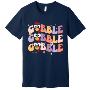 Groovy Retro Gobble Gobble Funny Thanksgiving Turkey Day Premium T-Shirt