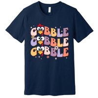 Groovy Retro Gobble Gobble Funny Thanksgiving Turkey Day Premium T-Shirt