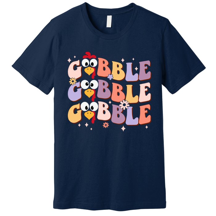 Groovy Retro Gobble Gobble Funny Thanksgiving Turkey Day Premium T-Shirt