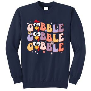 Groovy Retro Gobble Gobble Funny Thanksgiving Turkey Day Tall Sweatshirt