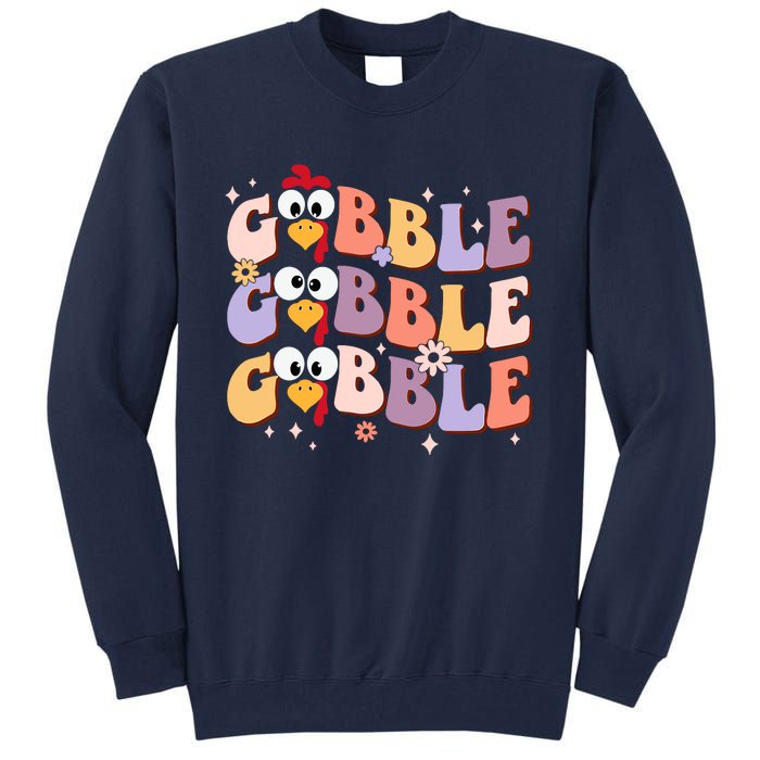 Groovy Retro Gobble Gobble Funny Thanksgiving Turkey Day Tall Sweatshirt