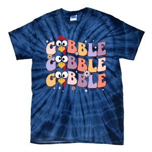 Groovy Retro Gobble Gobble Funny Thanksgiving Turkey Day Tie-Dye T-Shirt