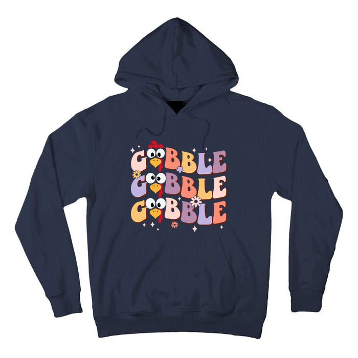 Groovy Retro Gobble Gobble Funny Thanksgiving Turkey Day Tall Hoodie