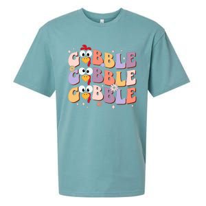 Groovy Retro Gobble Gobble Funny Thanksgiving Turkey Day Sueded Cloud Jersey T-Shirt