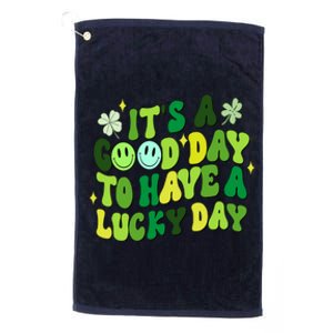 Green Retro Groovy St Patricks Day Party funny Platinum Collection Golf Towel