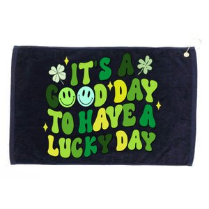 Green Retro Groovy St Patricks Day Party funny Grommeted Golf Towel