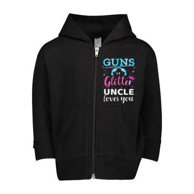 Gender reveal guns or glitter uncle matching baby party Toddler Zip Fleece Hoodie