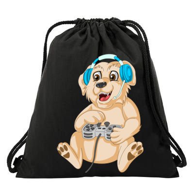 Golden Retriver Gamer Drawstring Bag