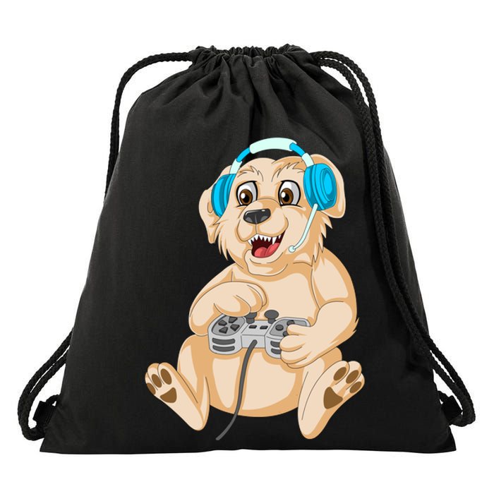 Golden Retriver Gamer Drawstring Bag