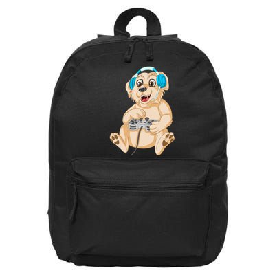 Golden Retriver Gamer 16 in Basic Backpack