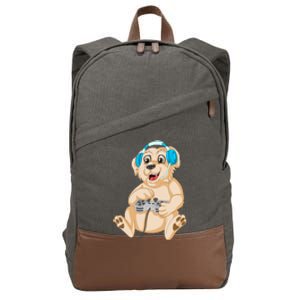 Golden Retriver Gamer Cotton Canvas Backpack