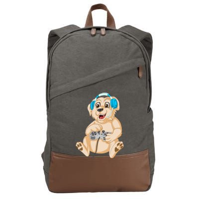 Golden Retriver Gamer Cotton Canvas Backpack