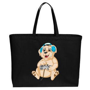 Golden Retriver Gamer Cotton Canvas Jumbo Tote