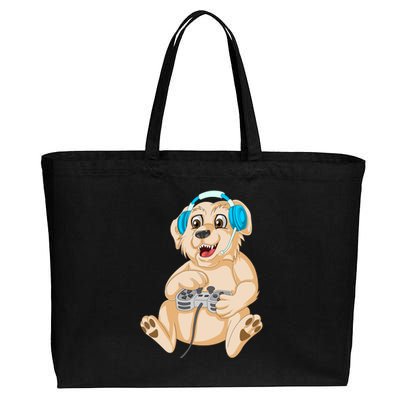 Golden Retriver Gamer Cotton Canvas Jumbo Tote